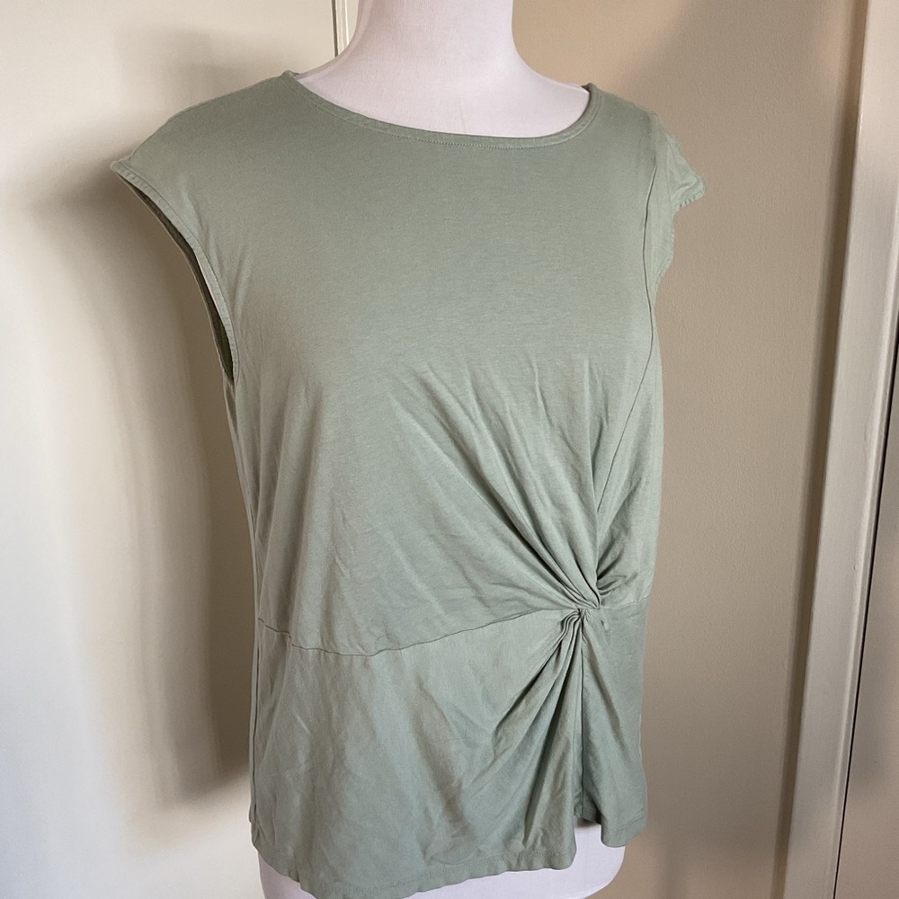 Calvin Klein Sage Sleeveless Twist Front Top Size Large 60% Cotton